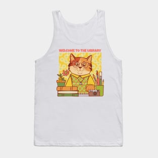 Library Welcome Librarian Cat Tank Top